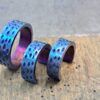 Set Earrings ring Titanium Blue Titanio - Joyería contemporánea artesanal