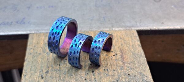 Set Earrings ring Titanium Blue Titanio - Joyería contemporánea artesanal