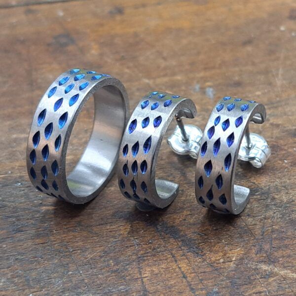 Set Earrings ring titanium Titanio - Joyería contemporánea artesanal