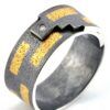 Tetris collection Ag au oxi diamond slim left ES Jewelry Keum Boo y Plaqué