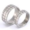 Wedding rings titanium squares 2 and 3 rows left ESJewelry web copy Titanio - Joyería contemporánea artesanal
