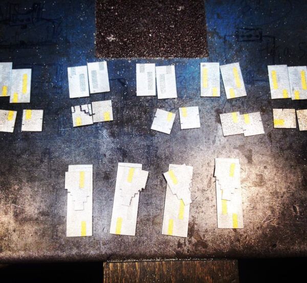 Work in progress- tetris pendants and eaerings Keum Boo y Plaqué